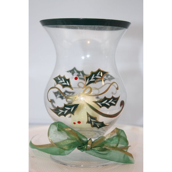 Lenox For The Holidays - Holiday Spirit Hurricane with Ribbon - Picture 2 of 4